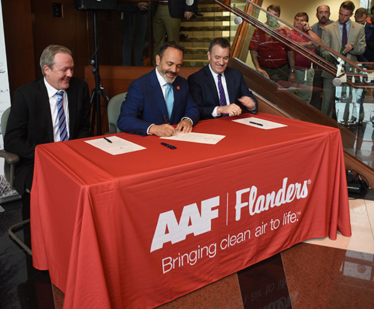 Governor Matt Bevin signing Open Investment Proclamation at AAF Flanders Global Headquarters in Louisville, KY